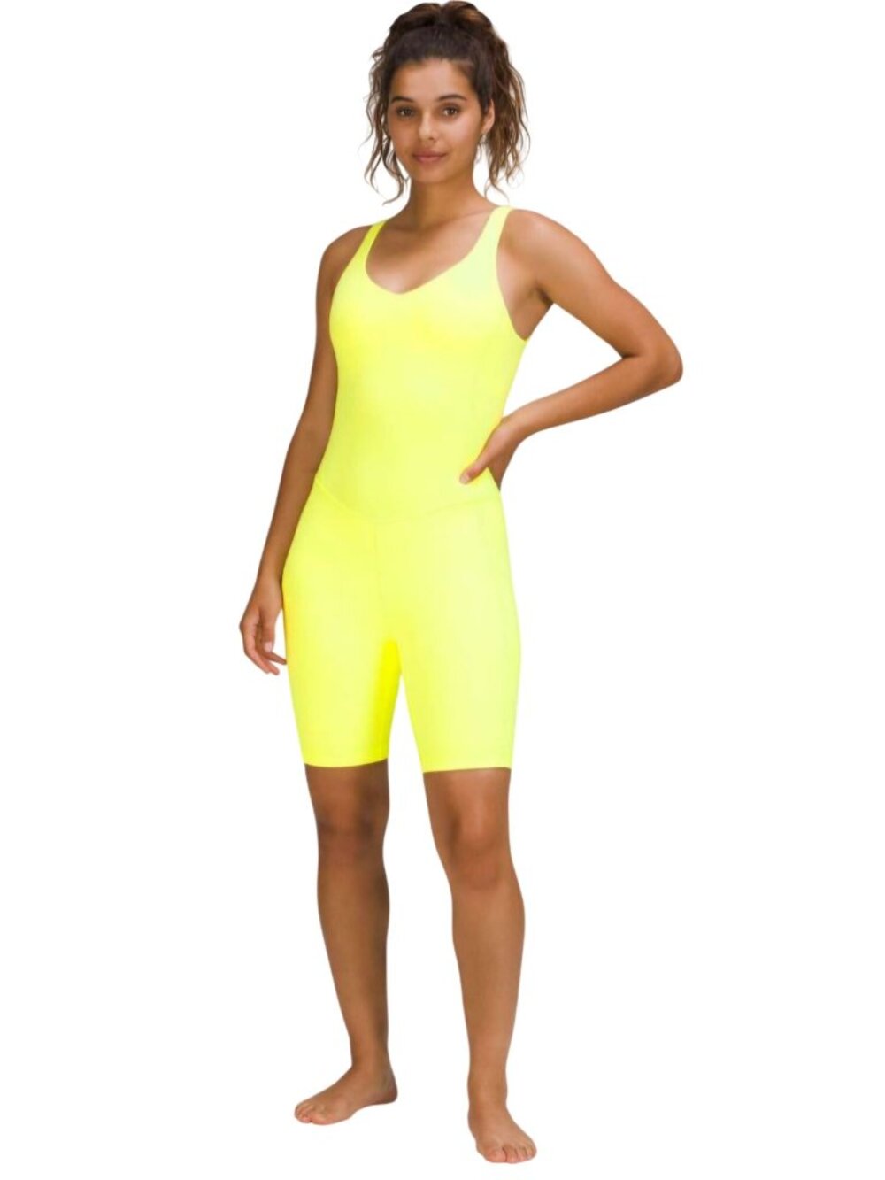 Lululemon Align Bodysuit Electric Lemon 8" 2022 Built In Bra Nulu Size 0